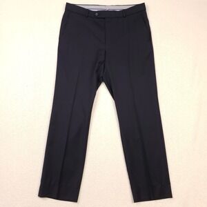 Ballin Dress Pants Mens 33 Dark Navy Blue Super 120s Wool Flat Front Comfort-EZE